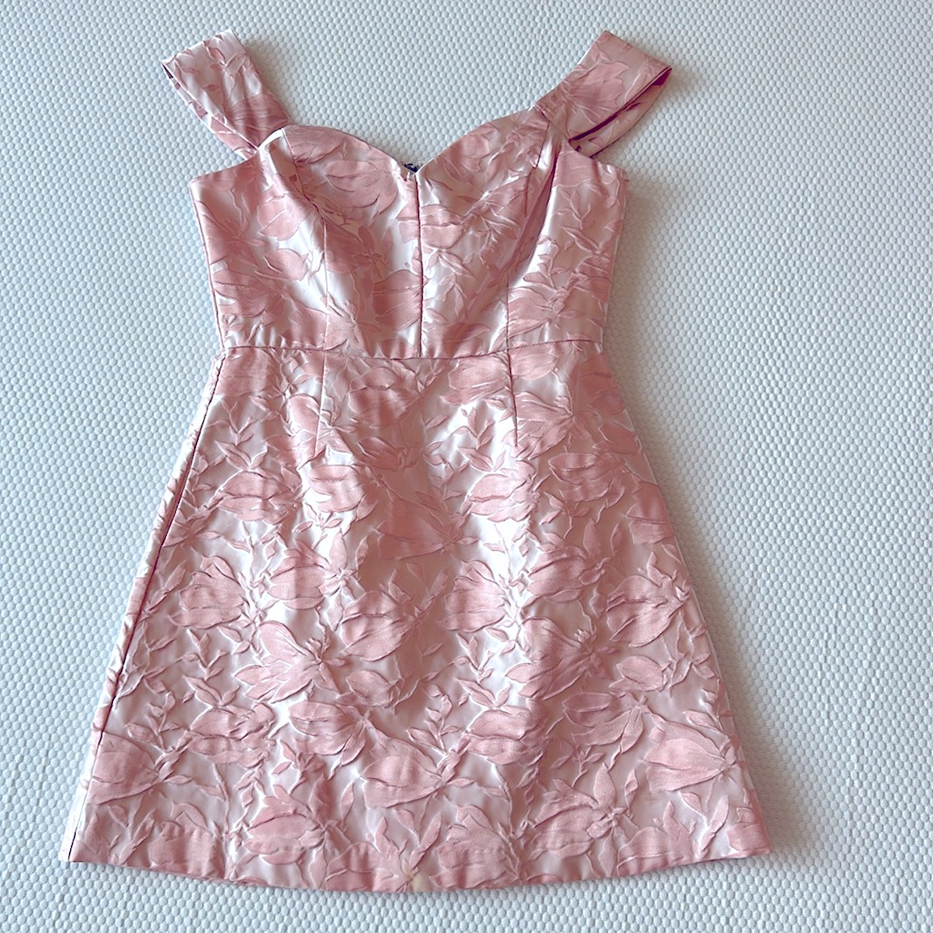 Lulus Jacquard Dress In Baby Pink, Sz S